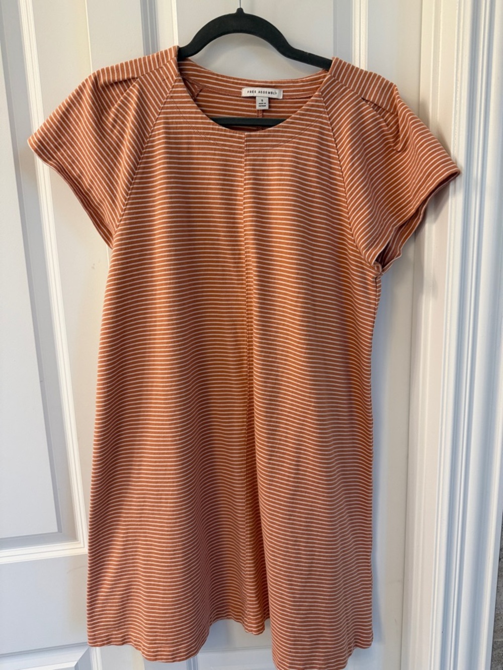 Free Assembly Rust Stripe Short-Sleeve Mini Dress